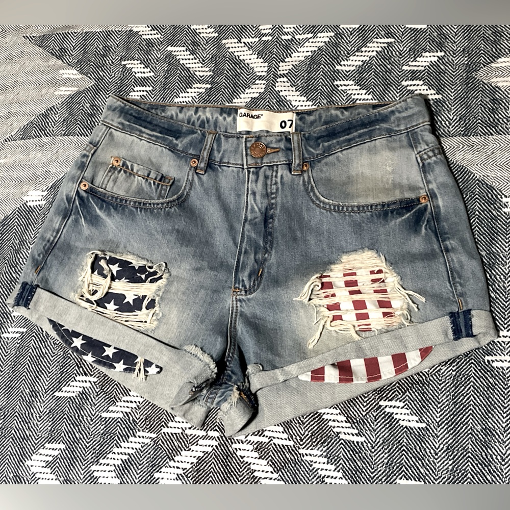 American Flag Festival Shorts GARAGE brand JEAN shorts SIZE 7